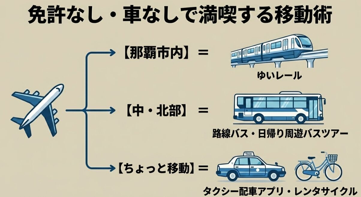 免許なし・車なしで満喫する移動術（ゆいレール、路線バス、タクシー配車アプリ）
