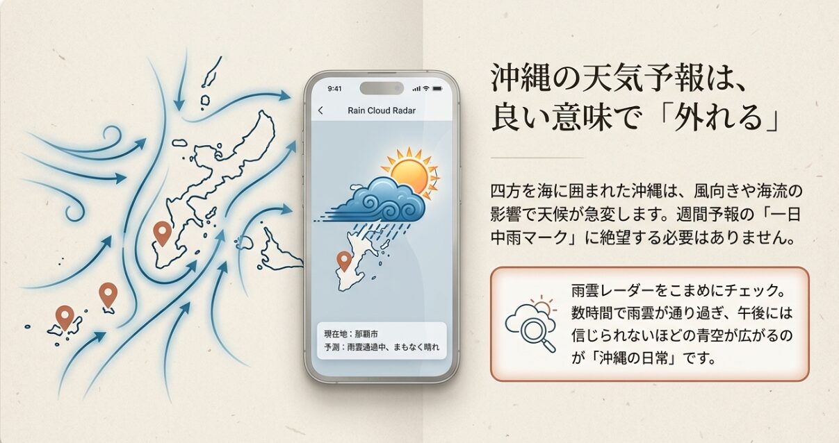 沖縄の天気予報が良い意味で外れる理由と、雨雲レーダーを使った回避術