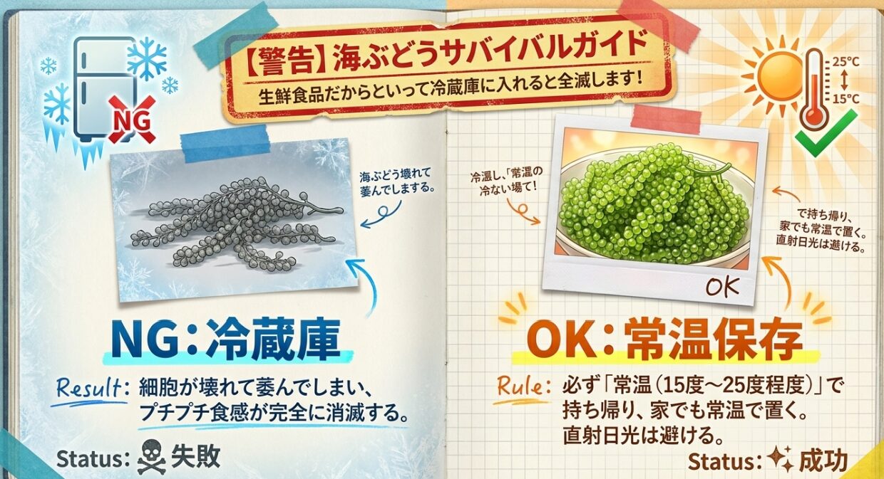 うみぶどうの保存に関する注意点