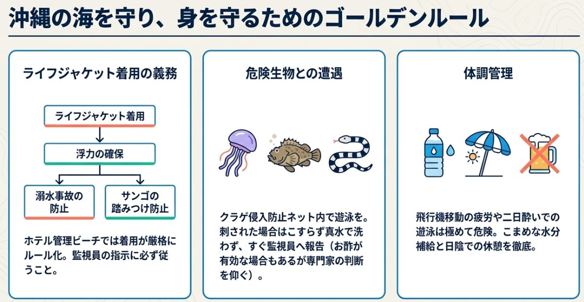 ライフジャケット着用や危険生物対策などシュノーケリングの安全ルール